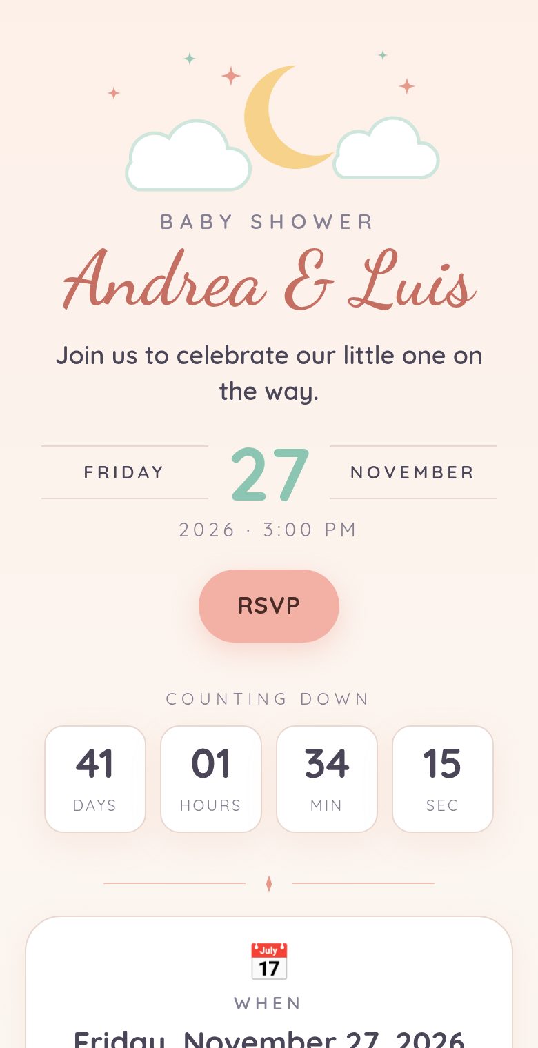 Baby shower digital invitation