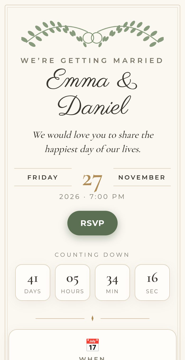 Digital wedding invitation