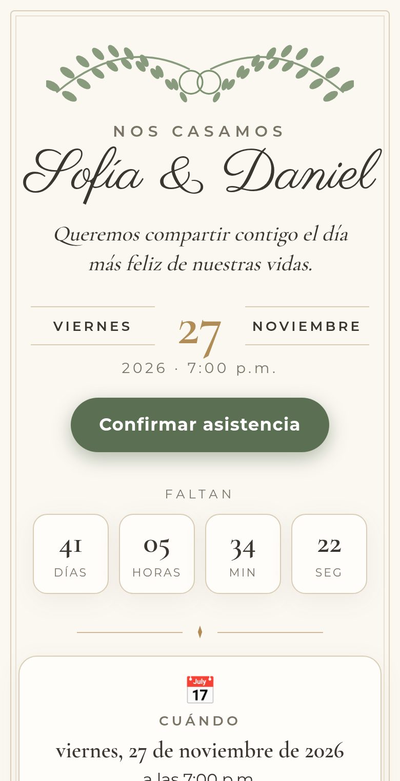 Invitación digital de boda