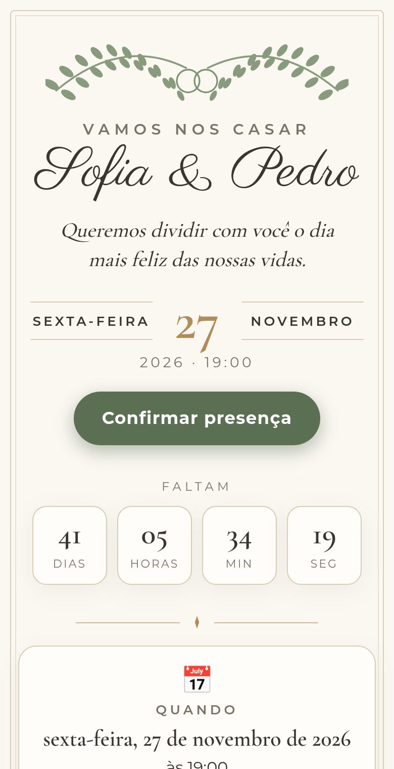 Convite digital de casamento