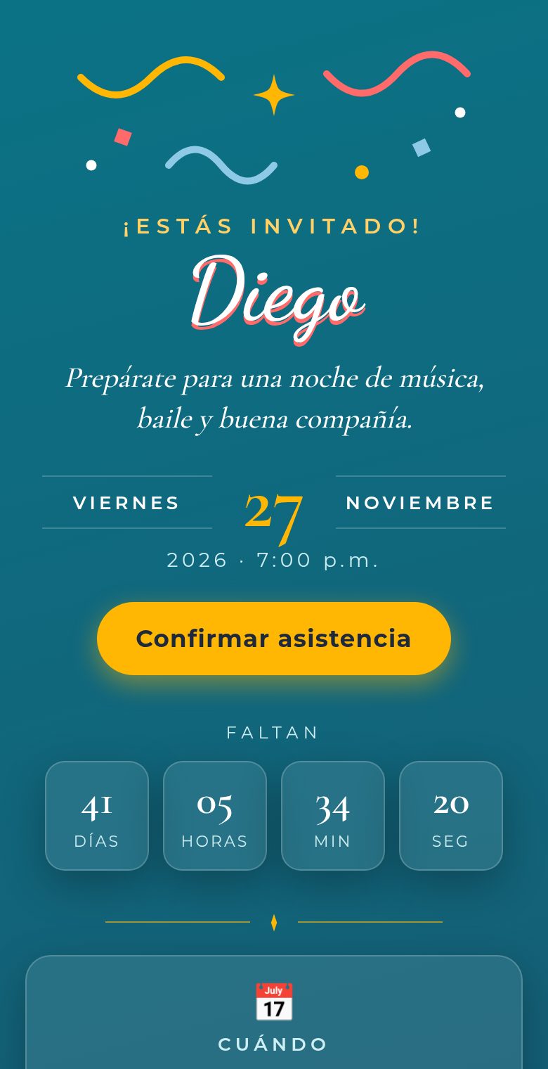 Invitación digital para fiesta