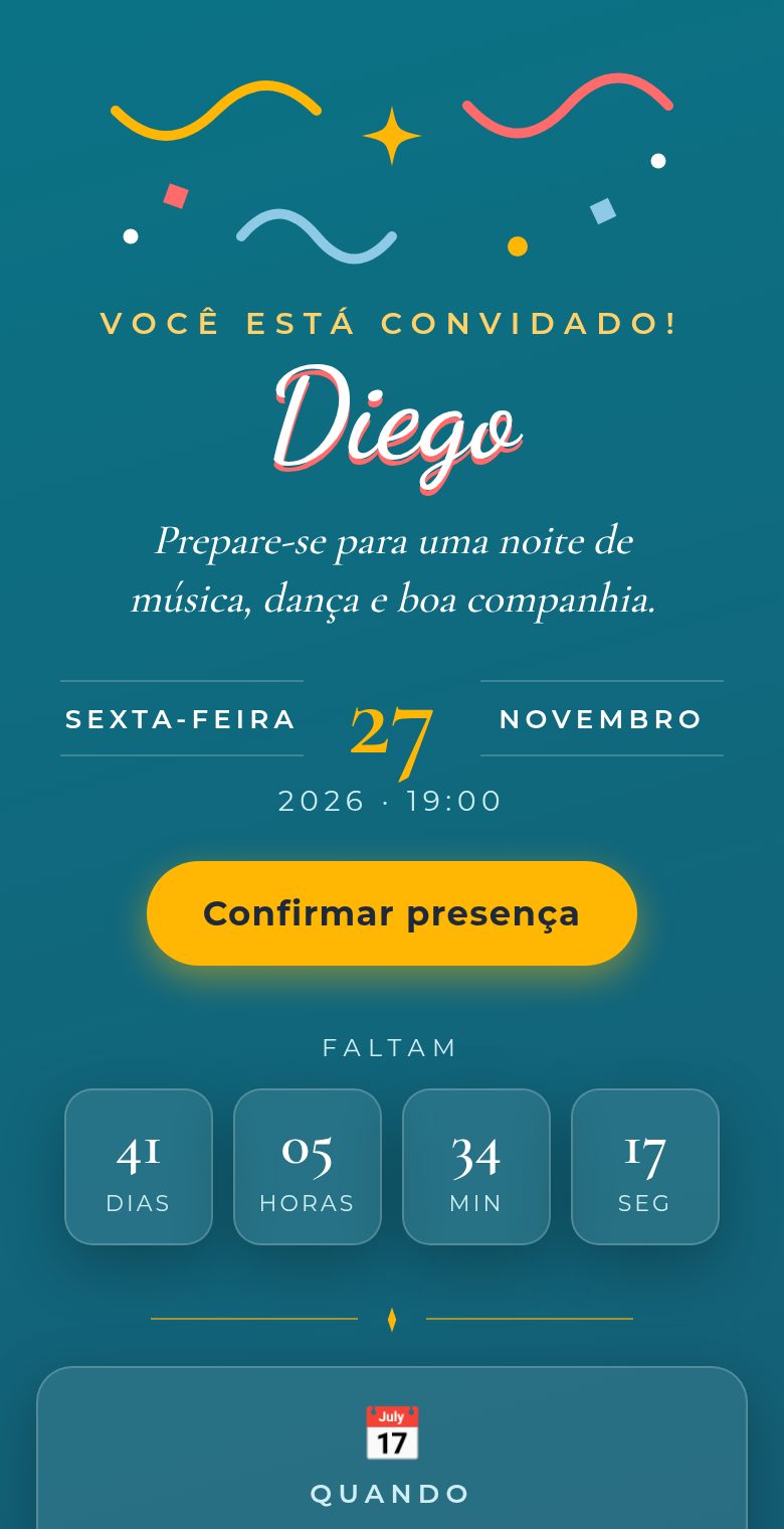 Convite digital para festa