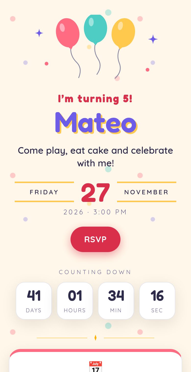 Kids birthday digital invitation
