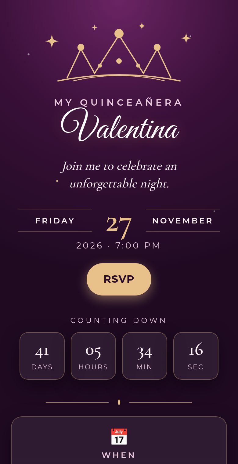 Quinceañera digital invitation