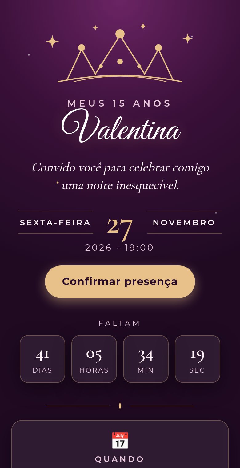Convite digital 15 anos